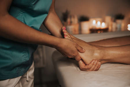 woman relaxing in spa salon. relaxing massageの写真素材