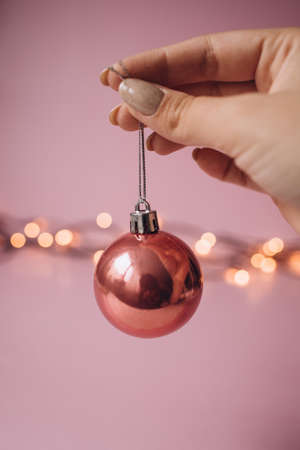 christmas decoration on a pink background. Christmasの写真素材