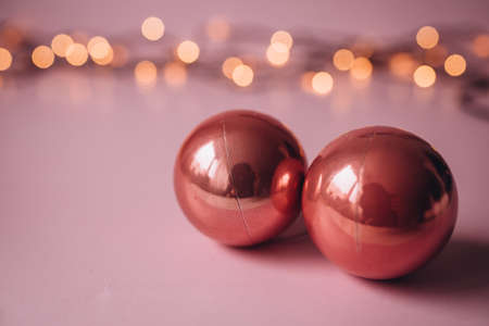 christmas decoration on a pink background. Christmasの写真素材