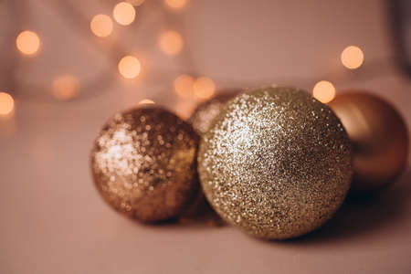 christmas decoration on brown backgroundの写真素材