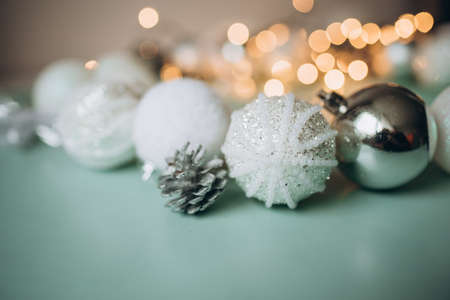 christmas decoration on a blue background. newyearの写真素材