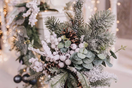 christmas decorations. christmas green treeの写真素材