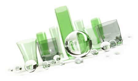 Green glasses with glass ballsの写真素材