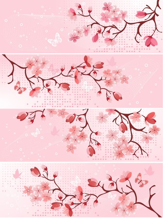 Cherry blossom, banner. illustration  のイラスト素材