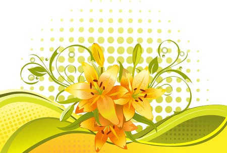 Lily,  floral backgroundのイラスト素材