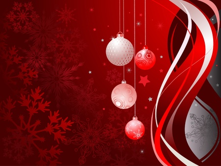 Abstract red background with Christmas balls のイラスト素材