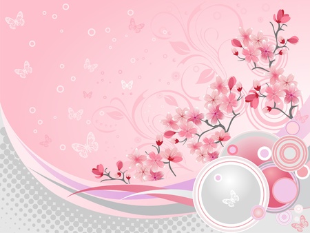  Japanese cherry blossom のイラスト素材