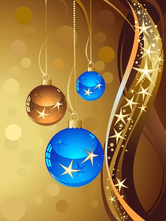 Christmas illustration with color ball and gold starsのイラスト素材