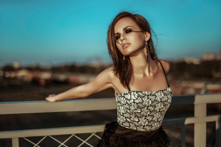 beautiful happy woman enjoying summer outdoors. lifestyle conceptの写真素材