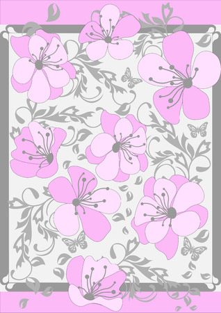 Pink Abstract pattern  vector background with flower for your designのイラスト素材