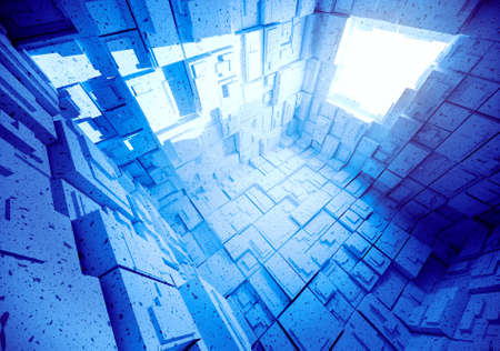 Empty blue abstract room interior. 3D illustration. 3D renderingの写真素材