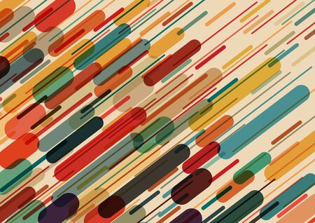 Flat style pattern with rounded objects and lines in color.のイラスト素材