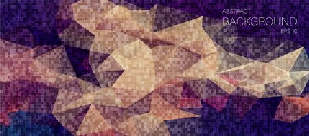 Flat Dark horizontal banner with square shapesのイラスト素材