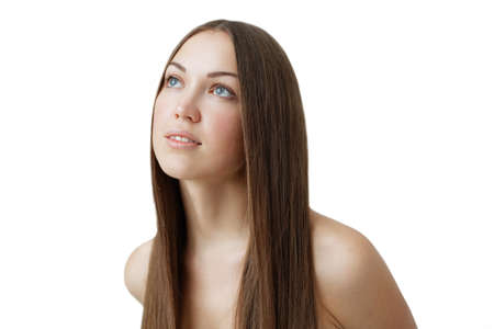 Beautiful Brunette girl with long hairの写真素材