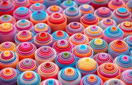 Rainbow of colorful cylinder and tubes. 3D backgroundの写真素材