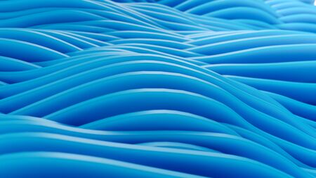 Modern blue line art cover design with wave background for concept design. 3d technology styleの写真素材