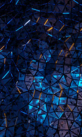 3D Sci-fi blue triangle backgroundの写真素材