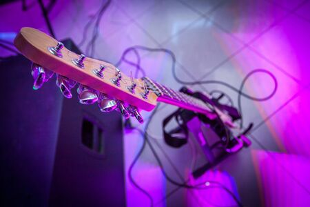 guitar standing on the front, top viewの写真素材