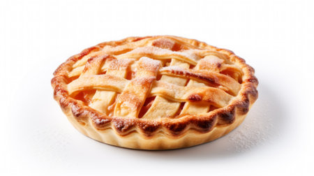 Apple pie on a white background. Close-up. Studio photography.の素材