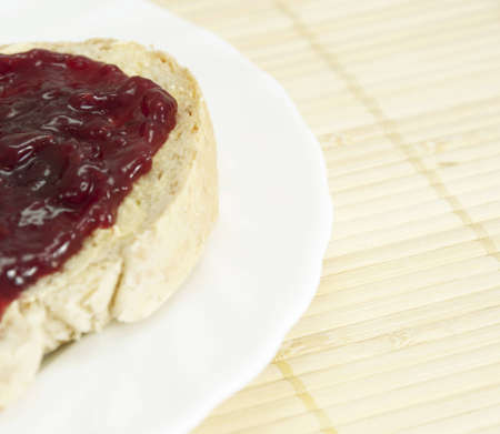 Bread with jam for the breakfast の写真素材