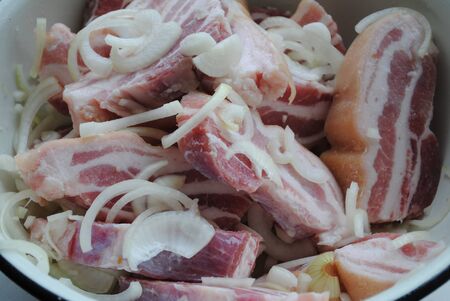 kebab, onion, pickles, pork, meat, coal, rotisserie, grill, barbecueの写真素材