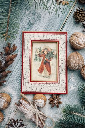 Russia. Krasnodar region. Krasnodar city. October 7, 2019. Photo studio on Proletarskaya street, 37. New Year's cards.の写真素材