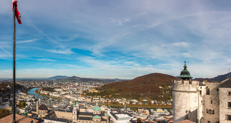 Panorama over Salzburg from the fortress Hohensalzburg, Austriaの写真素材