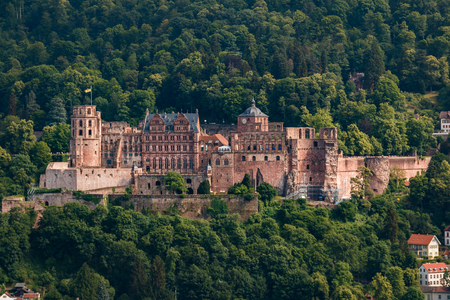 The castle (castle ruin) in Heidelberg, Baden Wuerttemberg, Germanyの写真素材