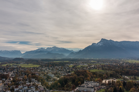 Mountain panorama View from the fortress Hohensalzburg, Salzburg, Austriaのeditorial素材
