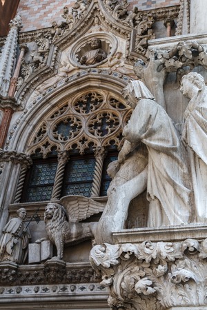 Porta della Carta Entrance porch on the western front of the Doge's Palace in Venice, Italyのeditorial素材