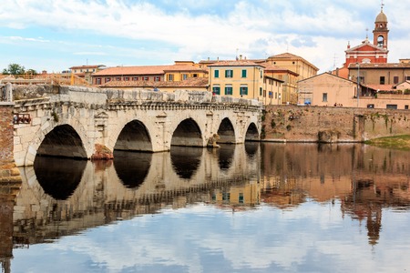 The Bridge Ponte d 'Augusto in Rimini, Italyのeditorial素材