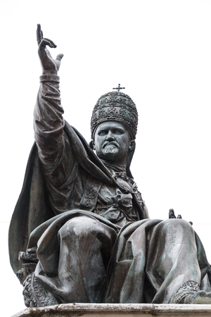 The statue of Paul Pope on the Piazza Cavour square in Rimini, Italyの写真素材