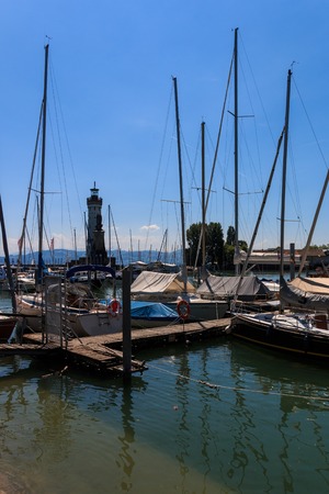 The harbor on the island Lindau in Bavaria, Germanyの写真素材