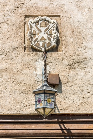 Hanging lamp on chainの写真素材