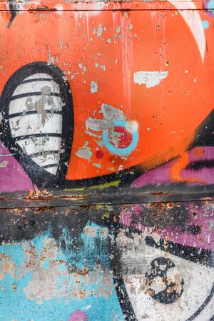 Graffiti on the wall backgroundの写真素材