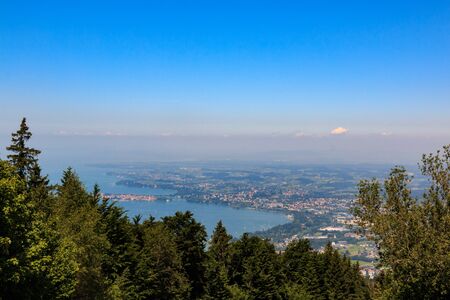 Hiking on the Pf?nder Mountain on Lake Constance in Bregenz with a view of Lake Constance, Austria