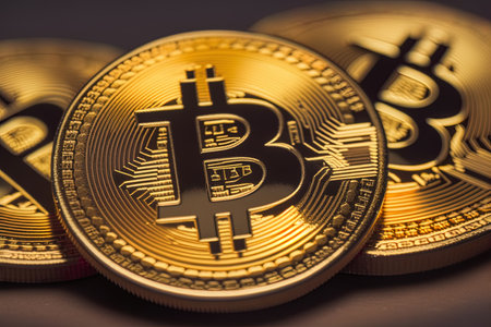 Cryptocurrency Bitcoin Background, AI Generatedの素材
