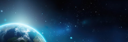 Space with view to earth background banner, AI Generatedの素材