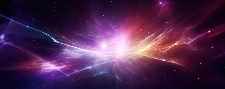 Space Background Banner with Light Flash, AI Generatedの素材