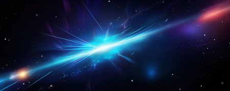 Space Background Banner with Light Flash, AI Generatedの素材