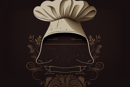 Illustration of a chef's hat with a menu on a dark backgroundの素材