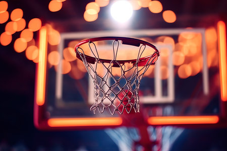 Basketball Basket with Bokeh Background, AI Generatedの素材