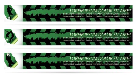 Web elements football banners on urban grunge background with soccer player silhouetteのイラスト素材