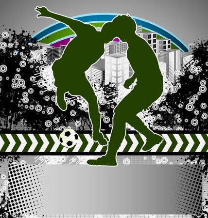 Abstract grunge background with soccer player silhouetteのイラスト素材