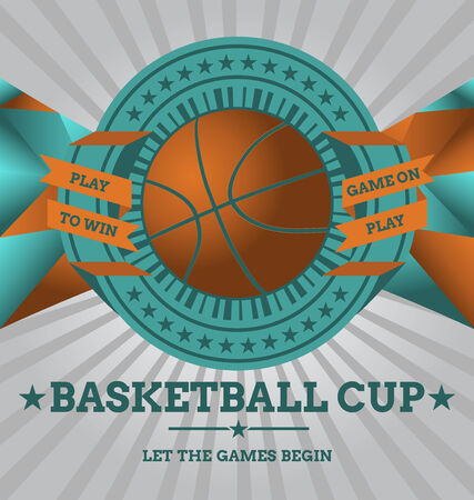 Vector Basketball Emblem with Geometric Background のイラスト素材