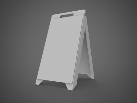 Portable A Poster Stand 3D Rendering is a professional Portable A Poster Stand Render on a studio background, created with a 3D model of a 500 x 960 mm stand, with branding surface of 480 x 815 mm.の写真素材