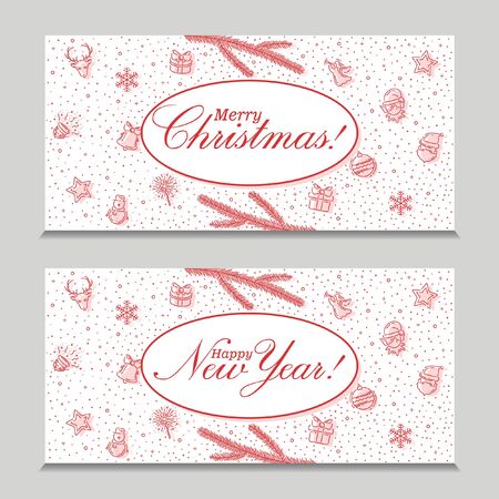 Merry CHristmas and Happy New Year cardsのイラスト素材