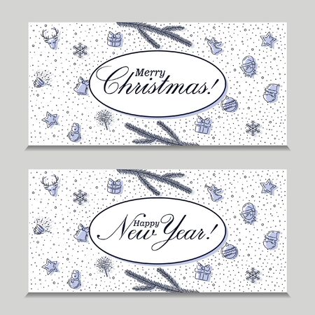Merry CHristmas and Happy New Year cardsのイラスト素材
