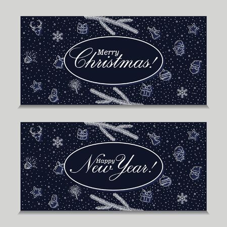 Merry CHristmas and Happy New Year cardsのイラスト素材