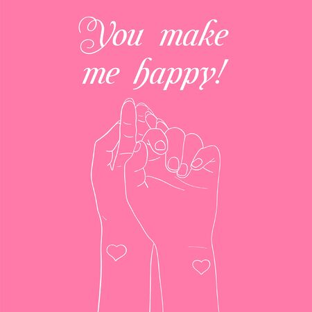 Sketch of hands, Hand drawn vector line art cardsのイラスト素材